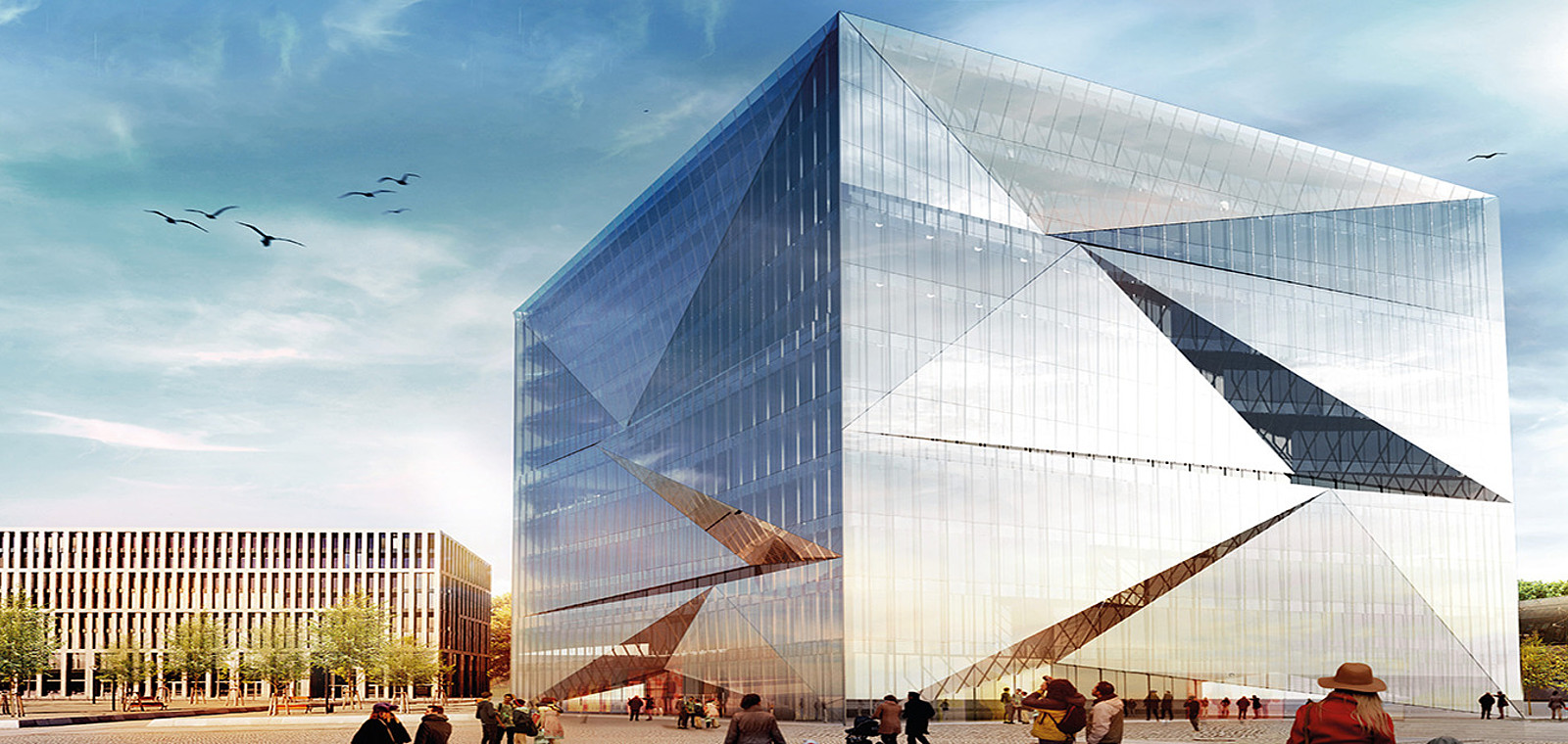 Das Bild zeigt den cube berlin, das intelligenteste Bürogebäude Europas