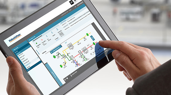 Die Kieback&Peter Fernwartungs-Software Connect Die Software Connect wird auf einem Tablet bedient