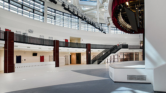 High-School Kaiserslautern 850 Schülerinnen und Schüler besuchen die US-High-School Kaiserslautern-Vogelweh. Kieback&Peter hat eine smarte Gebäudeautomation integriert.